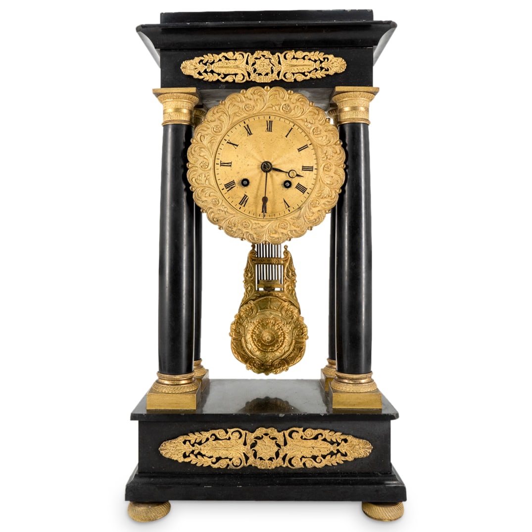Antique French Empire Style Slate & Gilt Bronze Mantel Clock (1 of 6)
