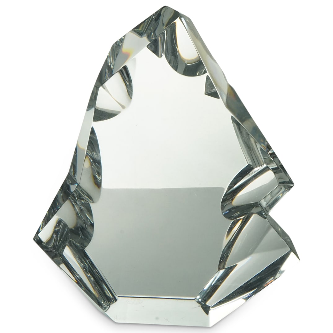 Baccarat Crystal Iceberg Sculpture: DESCRIPTION: Baccarat crystal iceberg sculpture or paperweight. Marked on underside. CIRCA: Late 20th - Early 21st Century ORIGIN: French DIMENSIONS: H: 7.5" W: 2" L: 6.25" CONDITION: Very mild chip. 