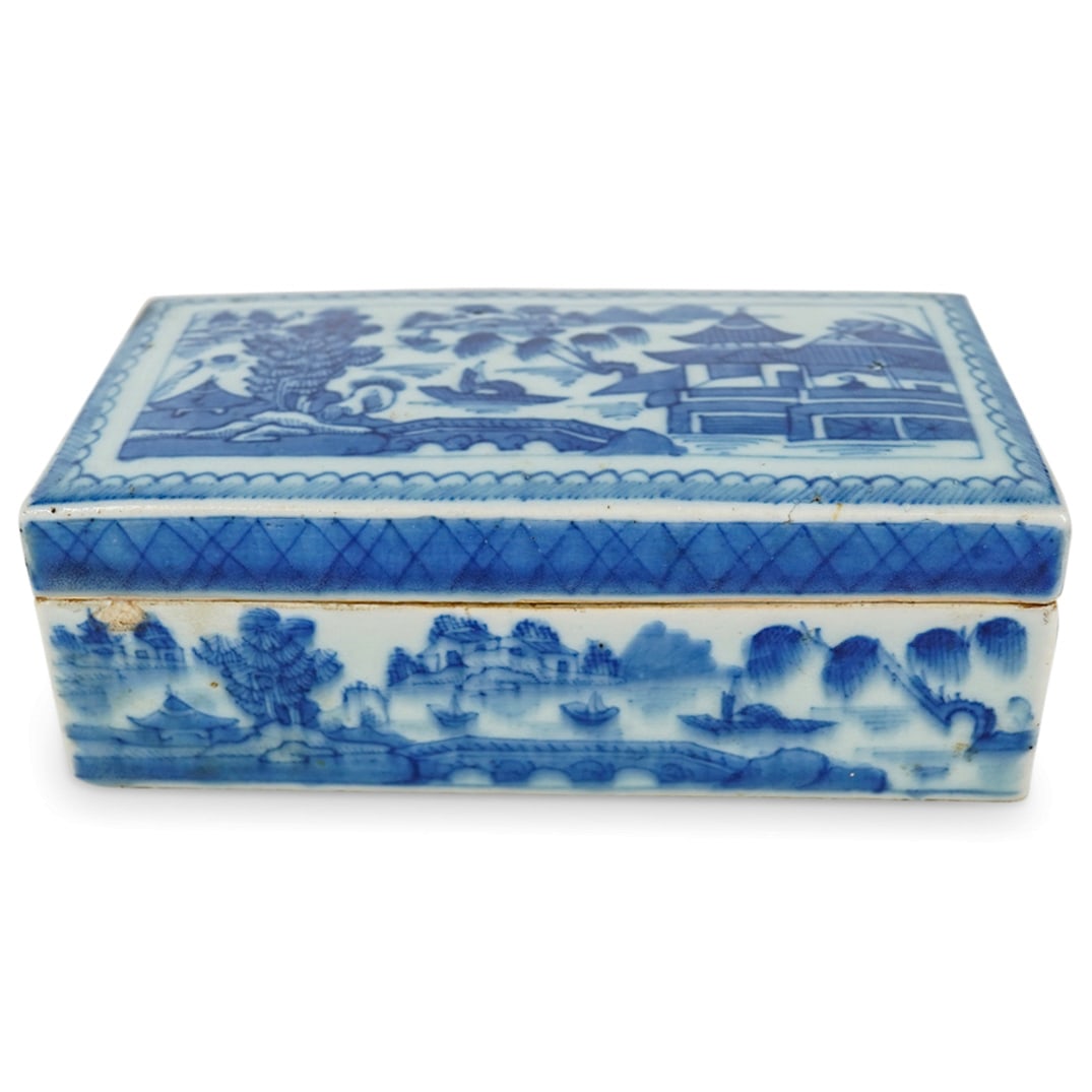 18th Century Chinese Blue & White Porcelain Box (1 of 5)