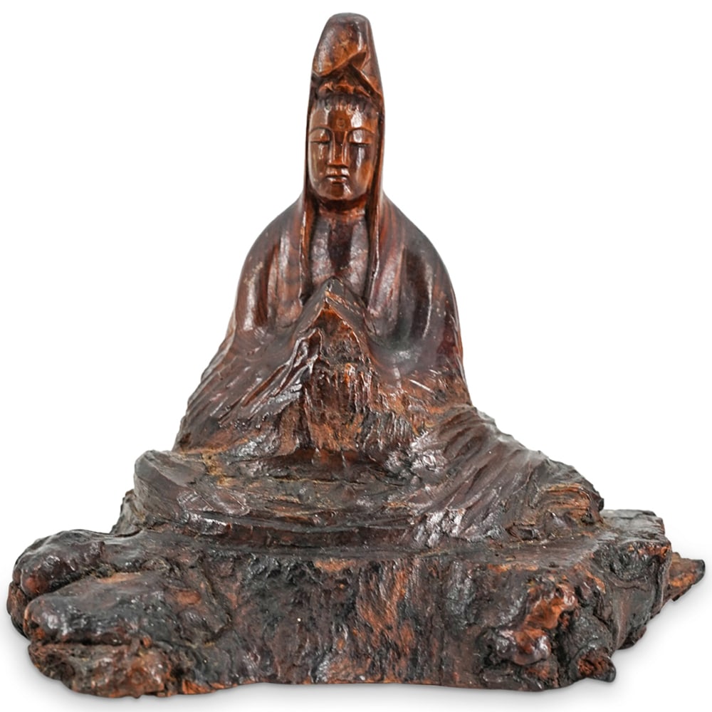 Antique Chinese Carved Root Wood Buddha (1 of 4)