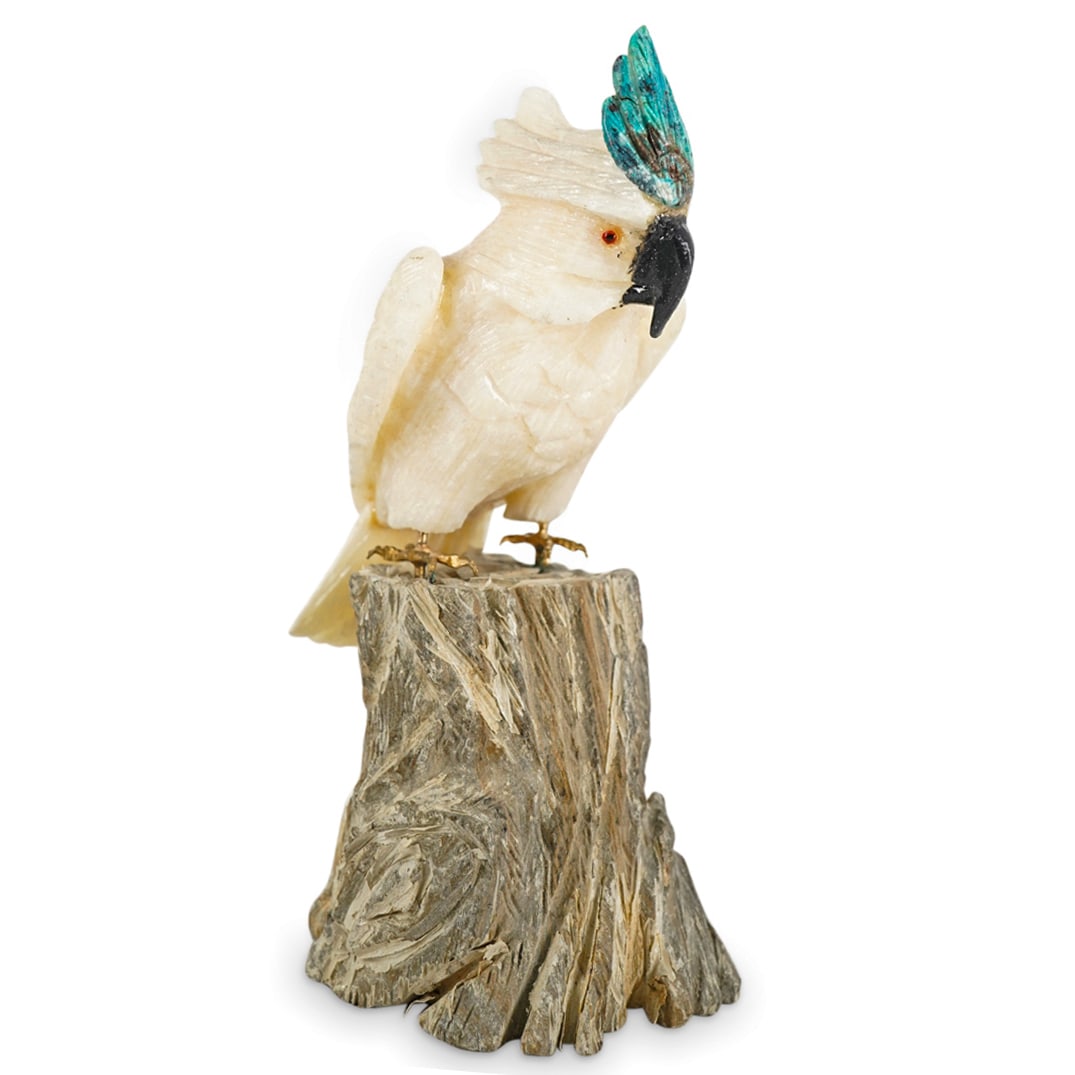 Fine Gemstone Carved Cockatoo Bird (1 of 4)