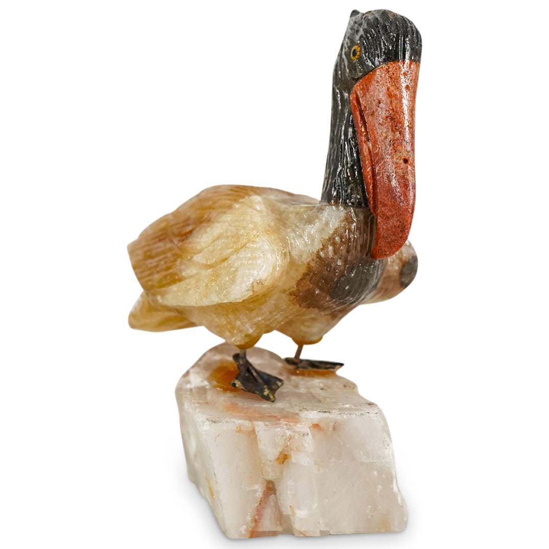Fine Gemstone Carved Pelican Bird (1 of 3)