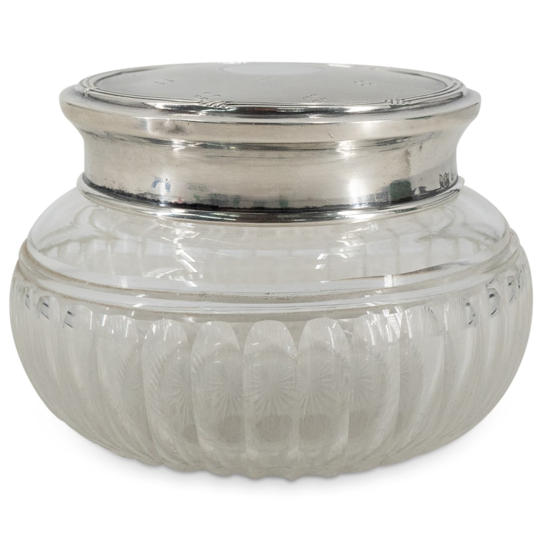 1926 English Sterling Silver & Cut Glass Vanity Lidded Box (1 of 3)