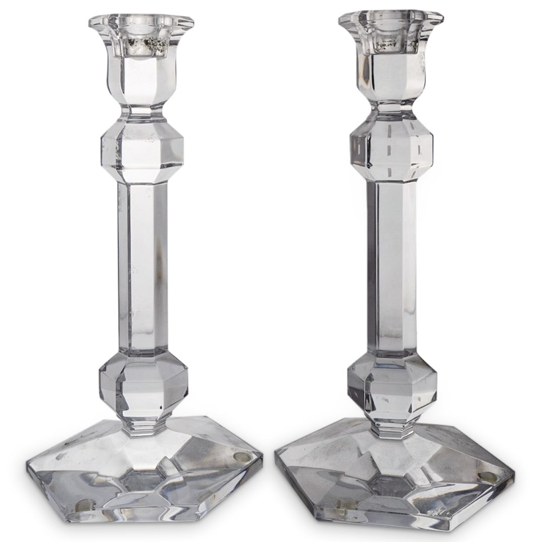 Pair Val St. Lambert Crystal Candle Holders (1 of 4)