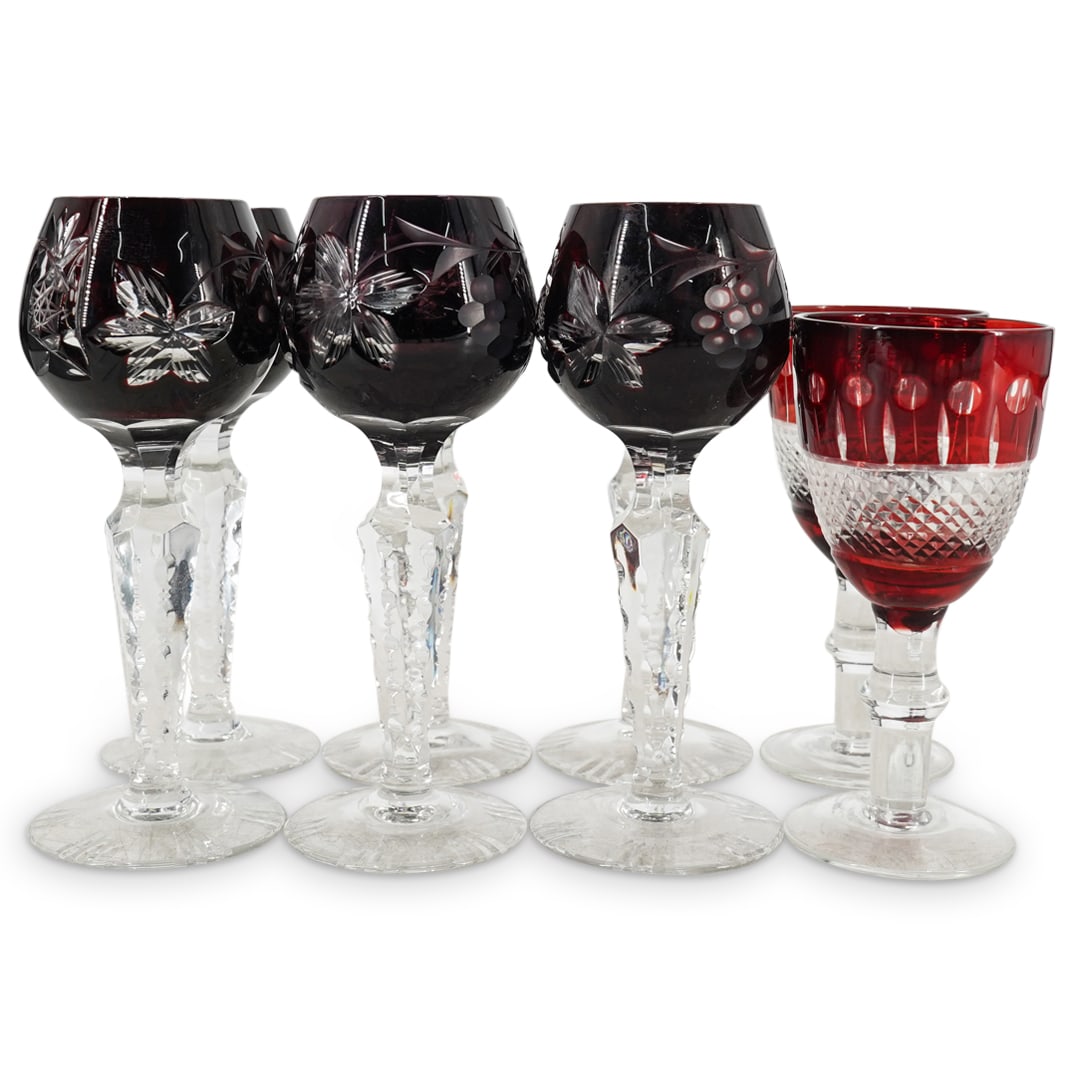 (8 Pc) Bohemian Czech Cut To Clear Crystal Cordial Cups Grouping Set (1 of 4)