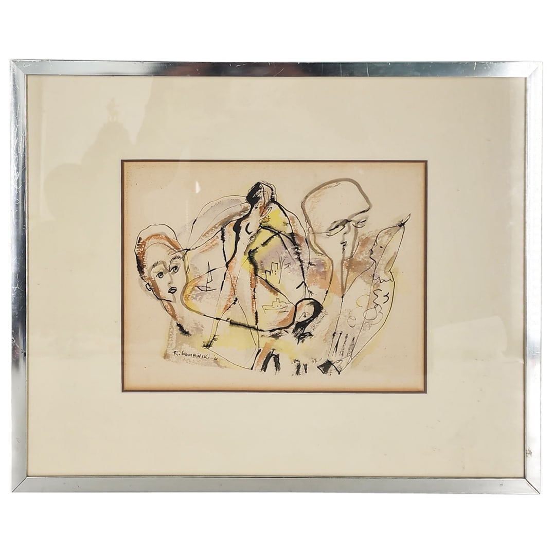Signed R. Gombinski Mixed Media On Paper (1 of 4)