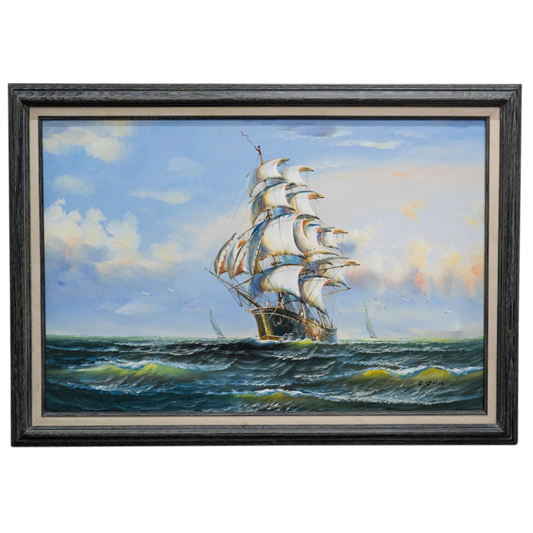 Signed K. Dossi (Australian, 20th Cent.) Nautical Seascape Oil On Canvas Painting (1 of 5)