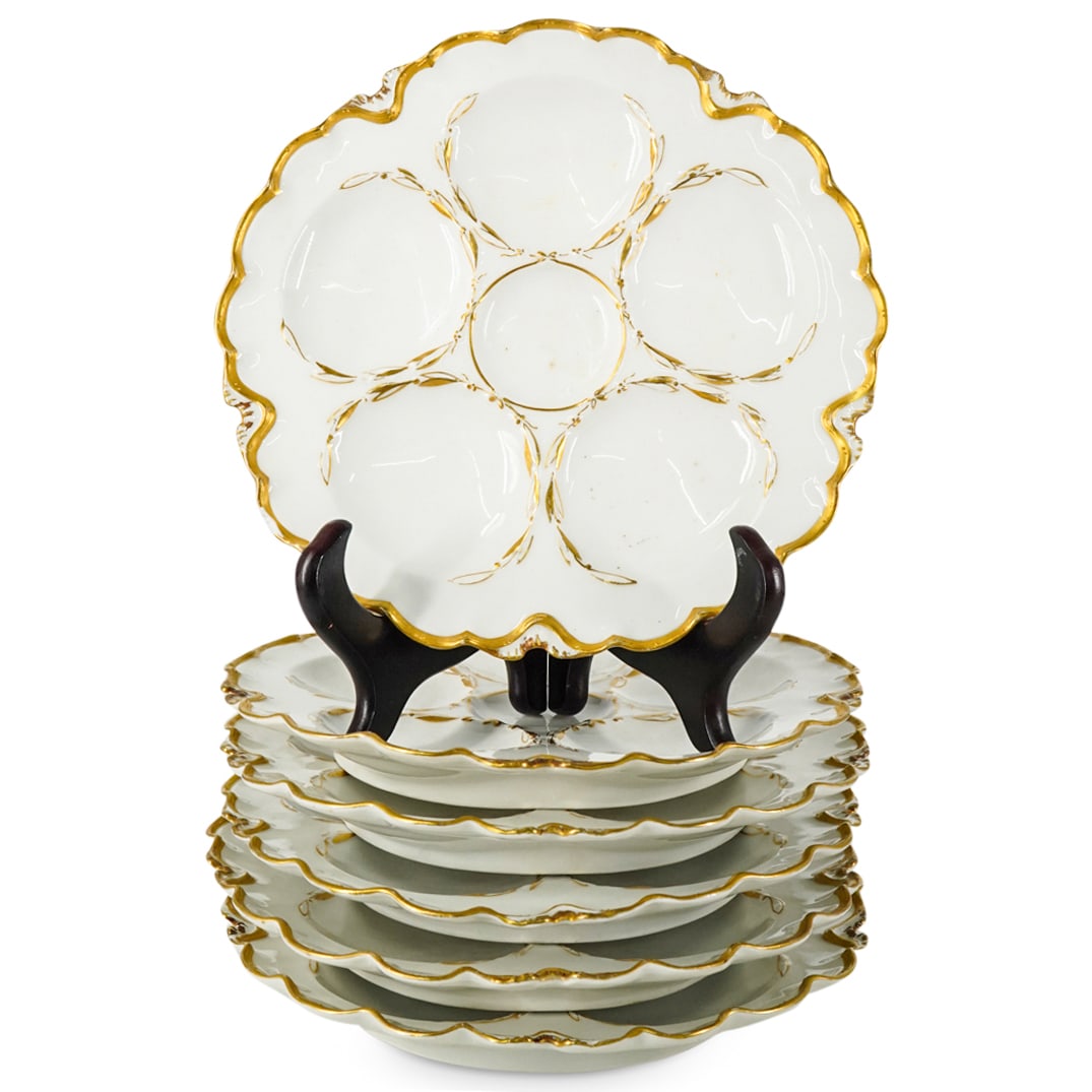 (6 Pc) Antique Haviland & Co Limoges Porcelain Oyster Plates (1 of 4)