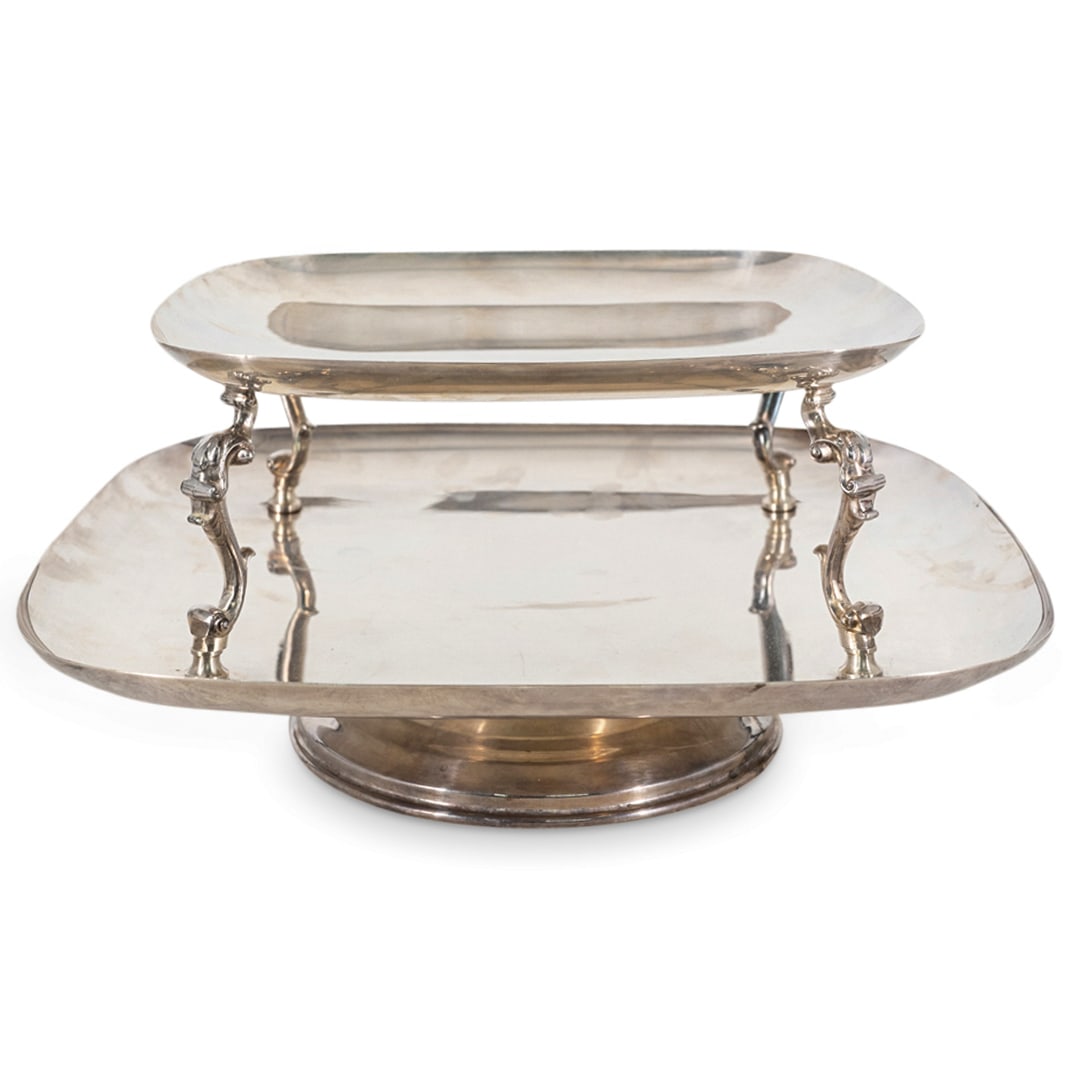 Very Fine Antique Continental Crown Silver Two-Tier Lazy Susan Server (1 of 4)