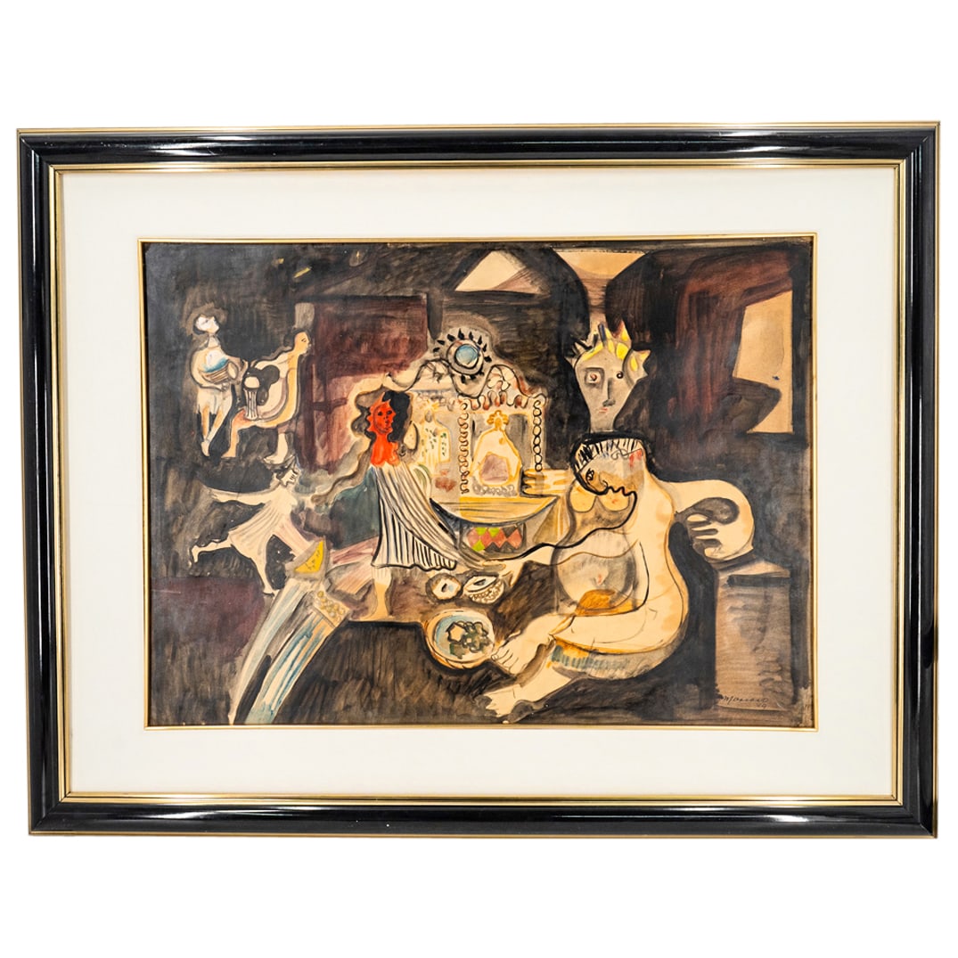 Mariano Rodríguez (Cuba, 1912-1990) "Bembe" Oil & Watercolor Painting (1 of 7)