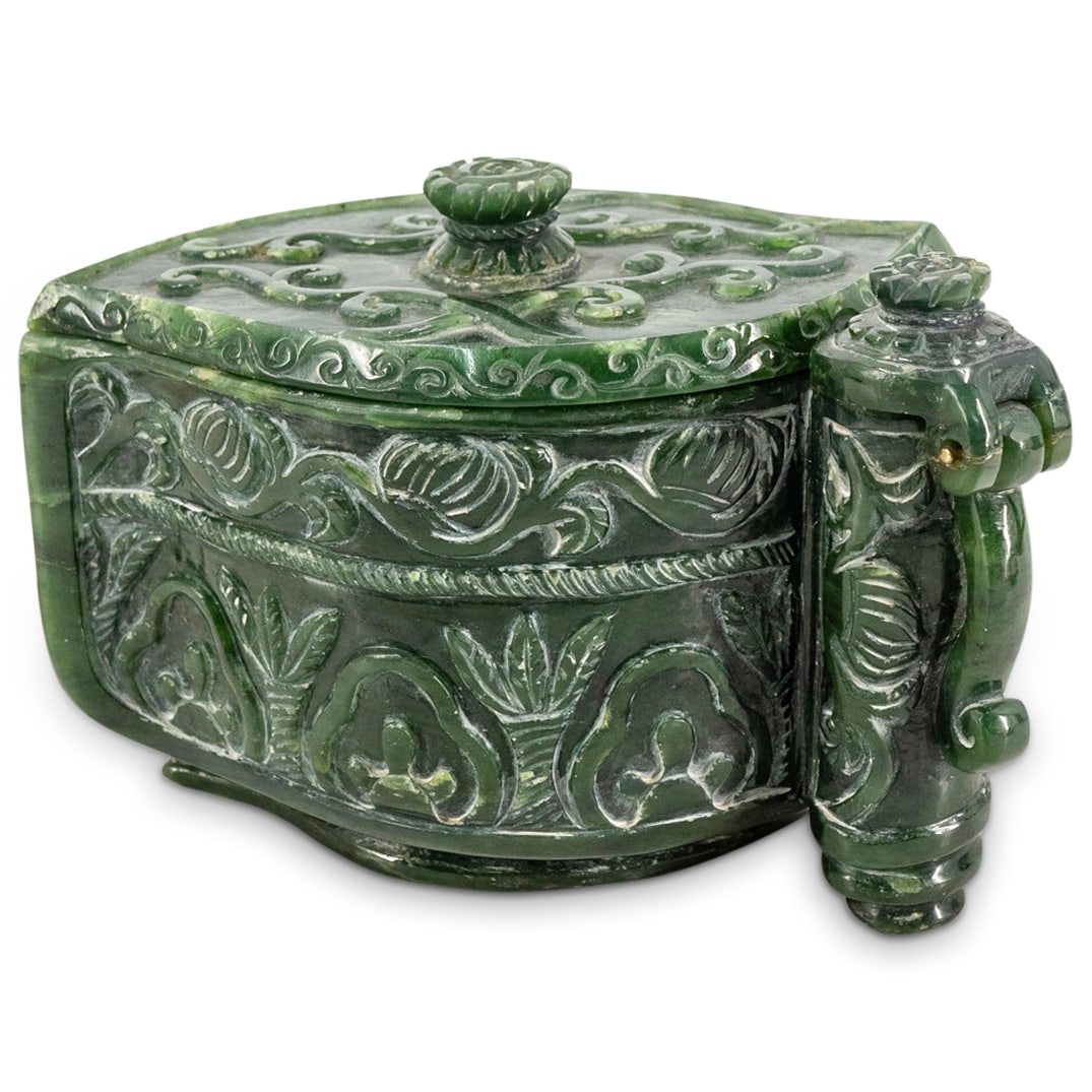 Antique Chinese Mughal Style Spinach Jade Box (1 of 6)