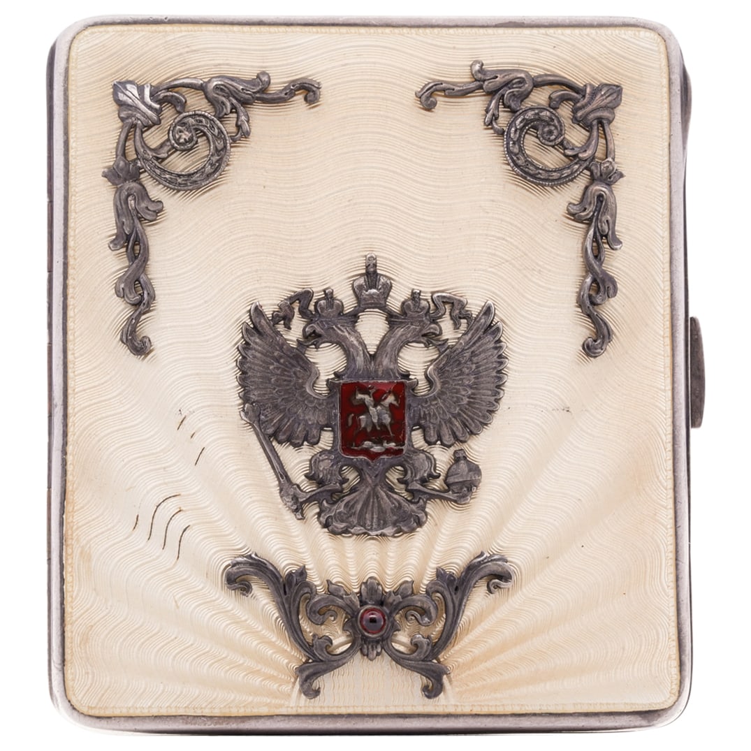 Antique Russian Imperial Era Gilt Silver Enamel Cigarette Case (1 of 6)