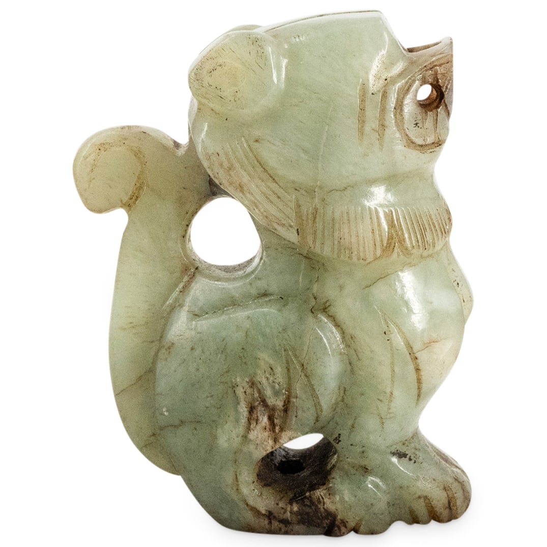 Antique Chinese Green & Russet Jade Foo Dog (1 of 3)
