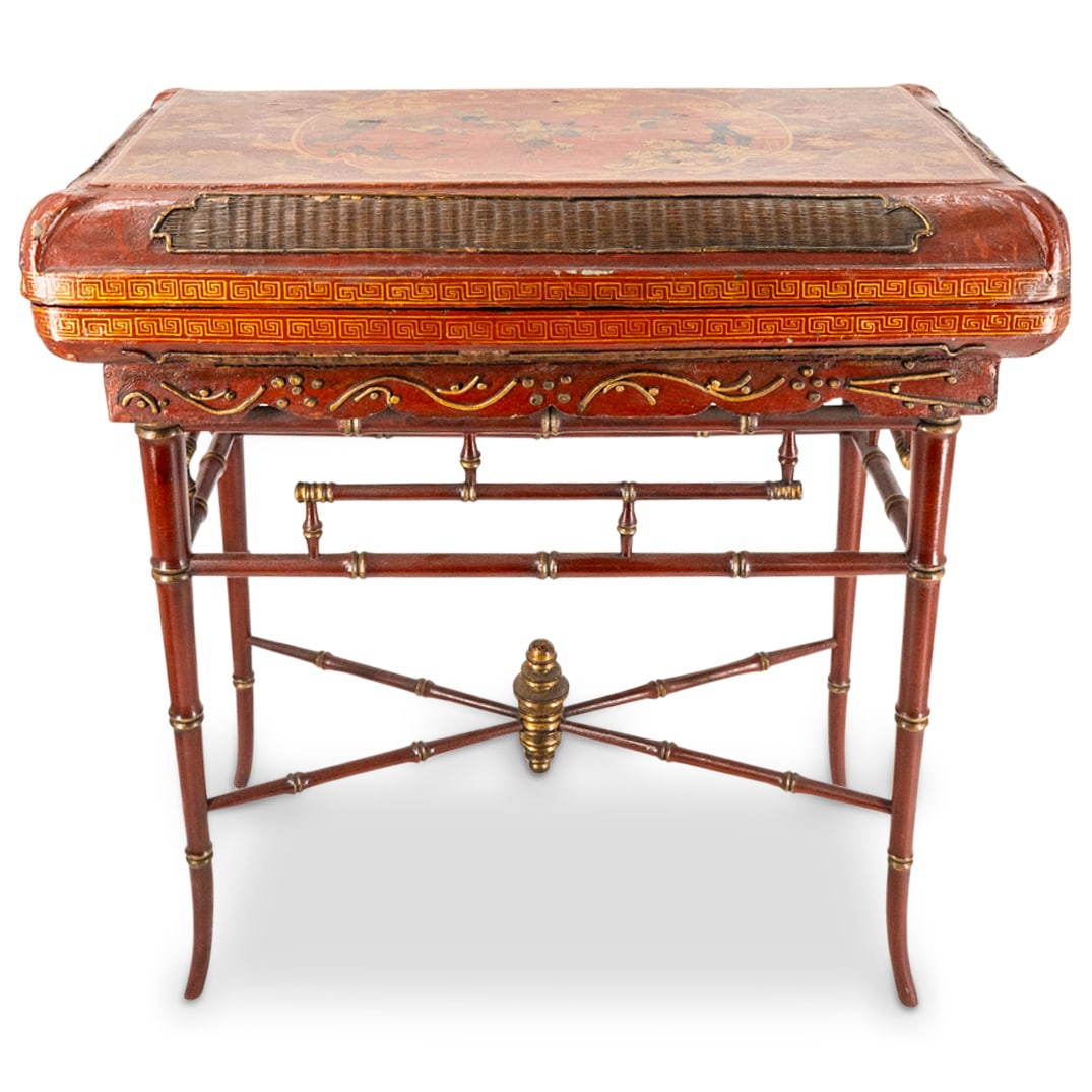 Antique Chinese Qing Lidded Lacquered Work Table (1 of 9)