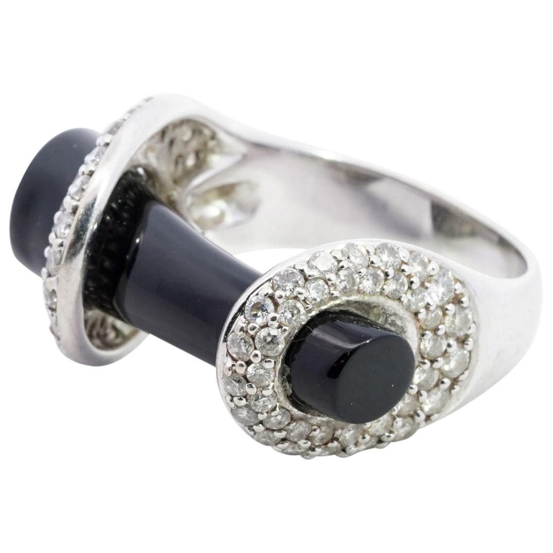Retro 14k Gold, Diamond and Onyx RIng (1 of 6)