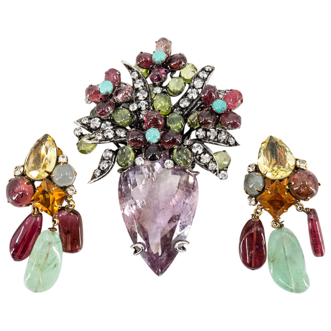 (3 Pc) Iradj Moini Brooch & Earrings Set (1 of 5)