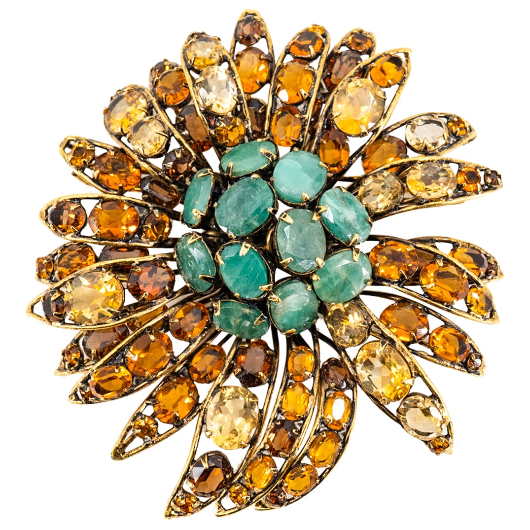 Iradj Moini Citrine & Gemstone Floral Brooch (1 of 2)