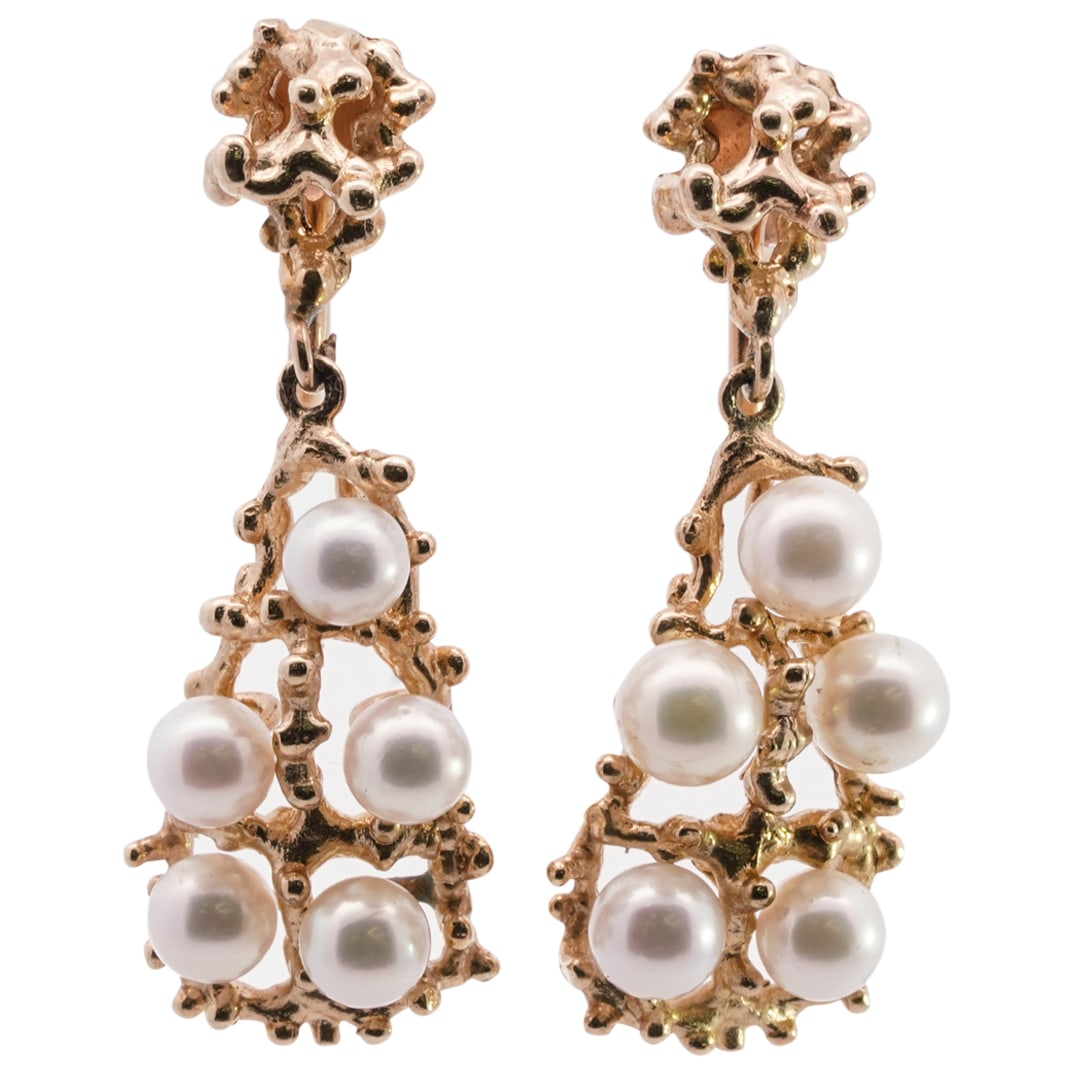 Pair of 14k Gold and Beaded Pearl Earrings (1 of 4)