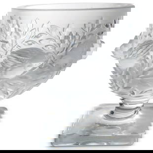 Lalique Crystal "Elizabeth" Vase: DESCRIPTION: Lalique clear & frosted crystal "Elizabeth" vase featuring relief foliage and bird motifs. Marked with "Lalique France" on underside. CIRCA: Late 20th - Early 21st Century ORIGIN: French