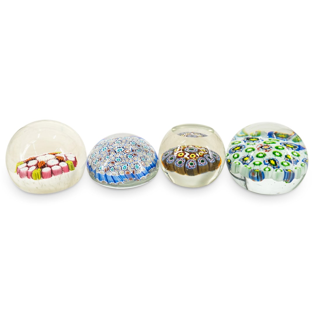 (4 Pc) Murano Millefiori Paperweights (1 of 11)