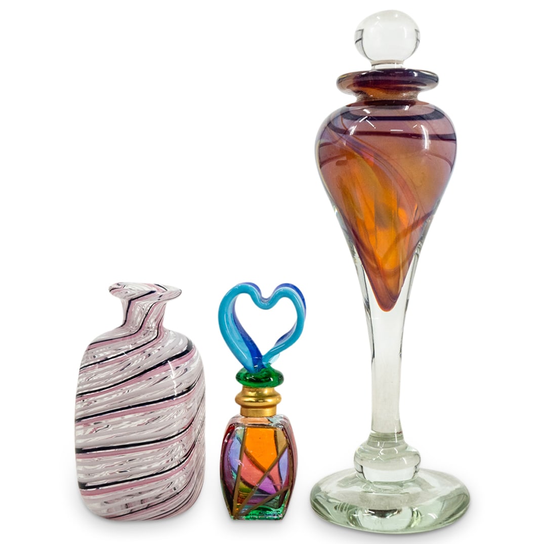 (3 Pc) Art Glass Perfume Bottles Grouping Set (1 of 6)