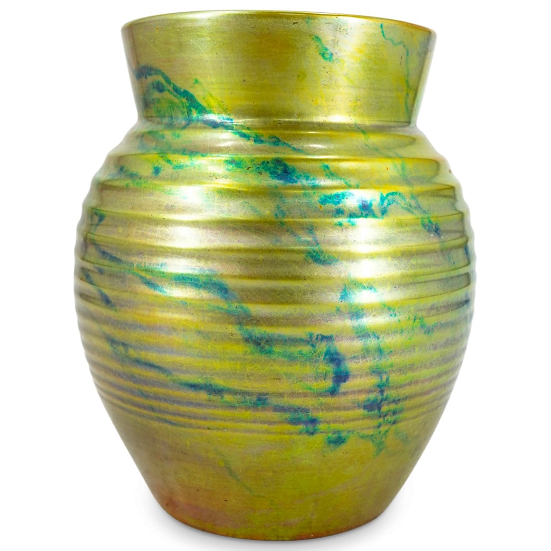 Vintage Zsolnay Ribbed Eosin Porcelain Vase (1 of 3)