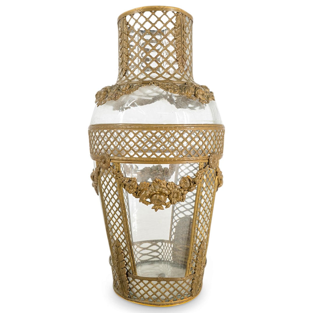Baccarat Style Bronze Mounted Glass Vase (1 of 4)