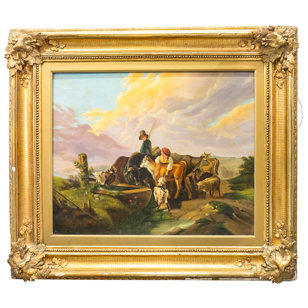 (British School) Oil on Canvas Pastoral Scene (1 of 5)