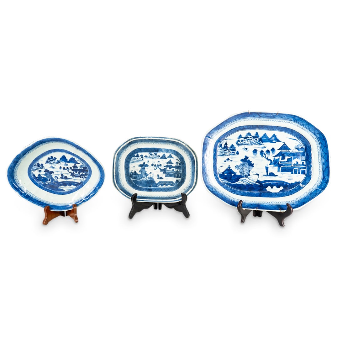 (3 Pc) Canton Porcelain Platters (1 of 8)