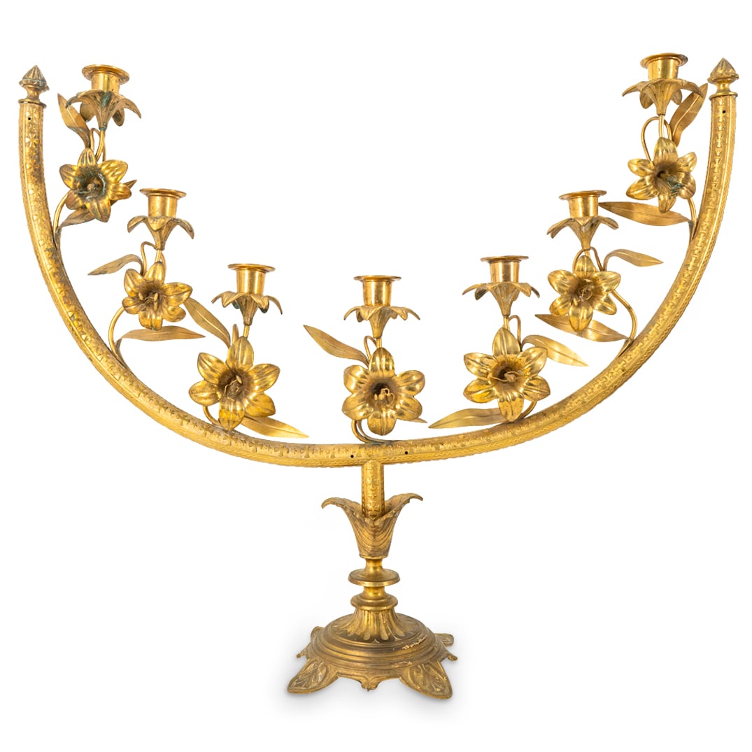 Victorian Gilt Bronze Lily Altar Candelabrum (1 of 5)