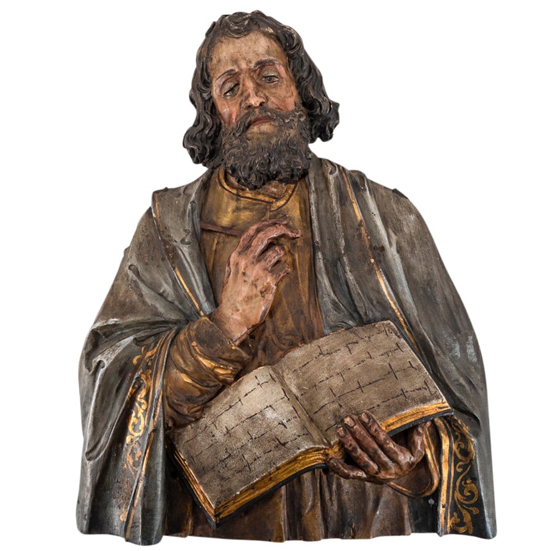 Antique European Mark The Evangelist Carved Wood Wall Plaque (1 of 5)