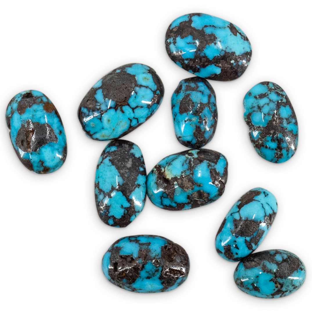 (10 Pc) Natural Spiderweb Turquoise Cabochons (1 of 3)