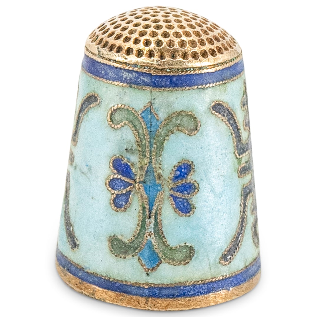 Antique Chinese Silver & Cloisonne Thimble (1 of 3)