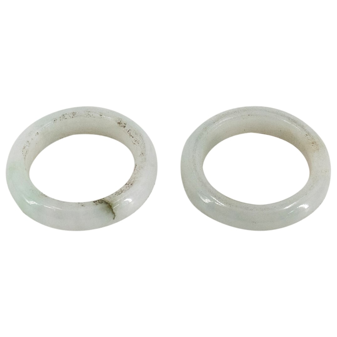 Pair Antique Chinese Jadeite Rings (1 of 3)