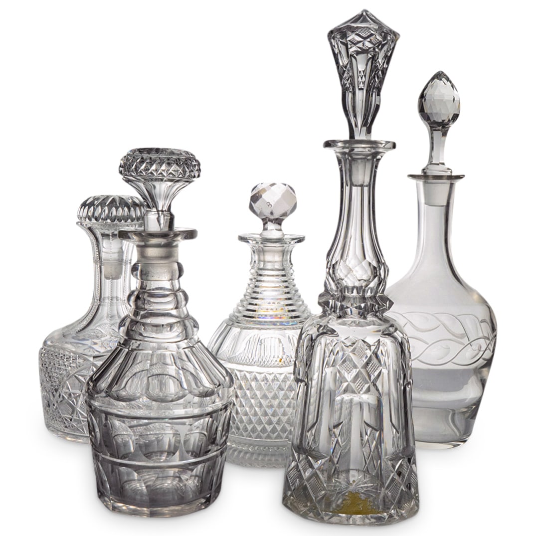 (5 Pc) Vintage Cut Crystal Liquor Decanter Set (1 of 9)