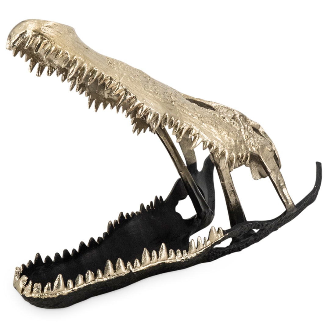 Modernist Mixed Metal Alligator Skull Sculpture (1 of 4)