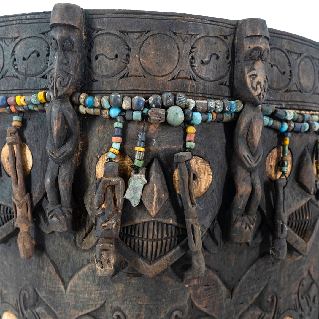 Dayak Carved Wood & Shell Inlay Baby Carrier (1 of 7)