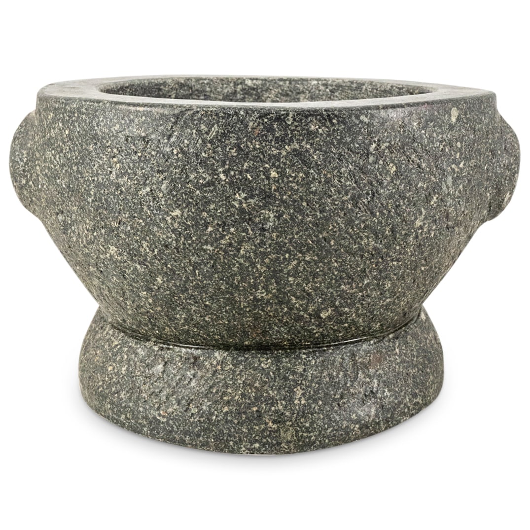 Antique Handled And Footed Carved Stone Mortar (1 of 4)