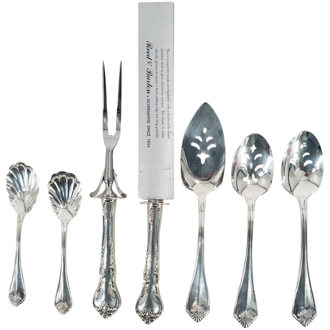 (7 Pc) Antique Continental Silver-Plated Flatware Serving Utensils Grouping Set (1 of 12)