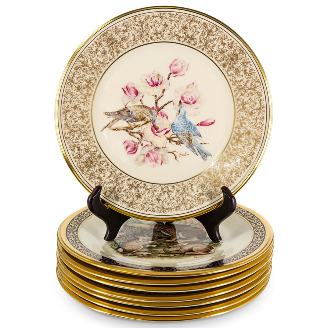 (8 Pc) Lenox Limited Edition "Boehm" Porcelain Hand Painted Plates (1 of 7)