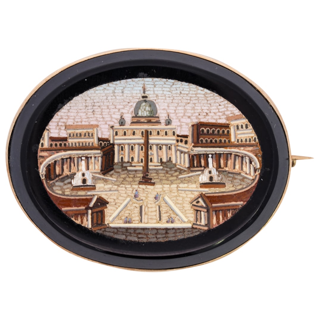 Antique Micro Mosaic and 18k Gold Vatican Brooch (1 of 2)