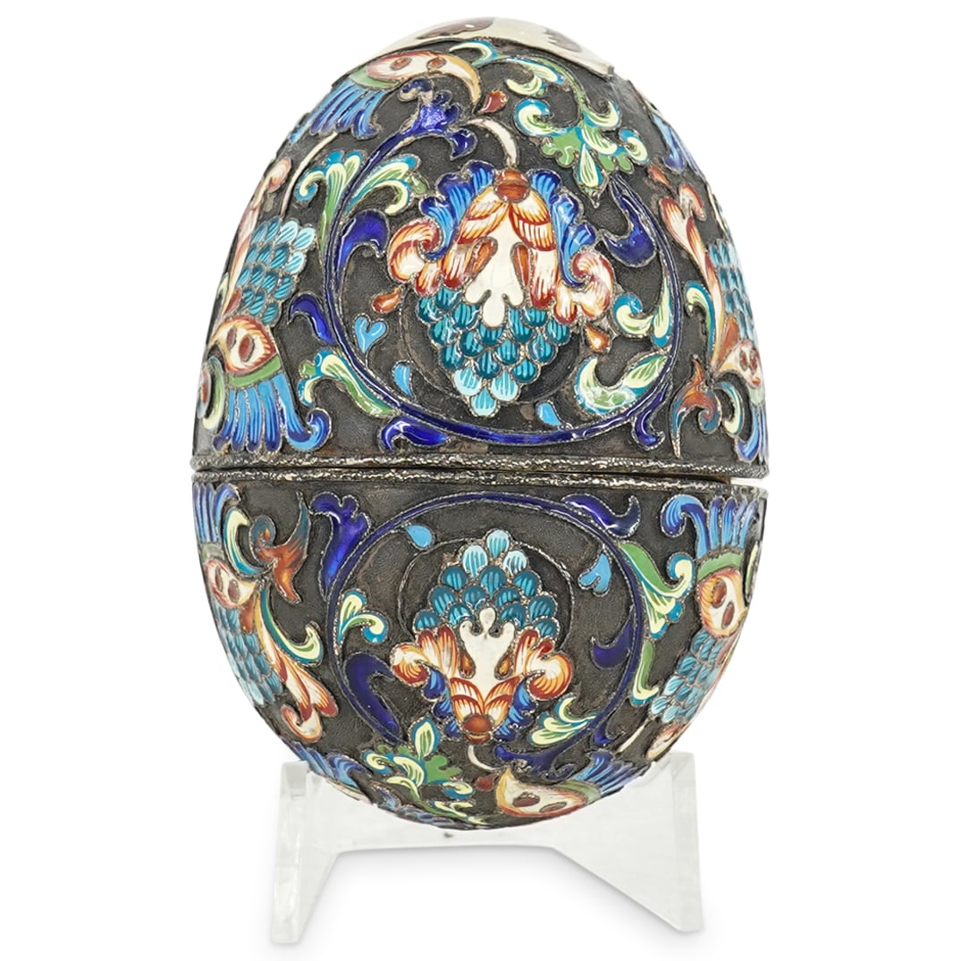 Imperial Style Russian Silver Enameled Egg (1 of 8)