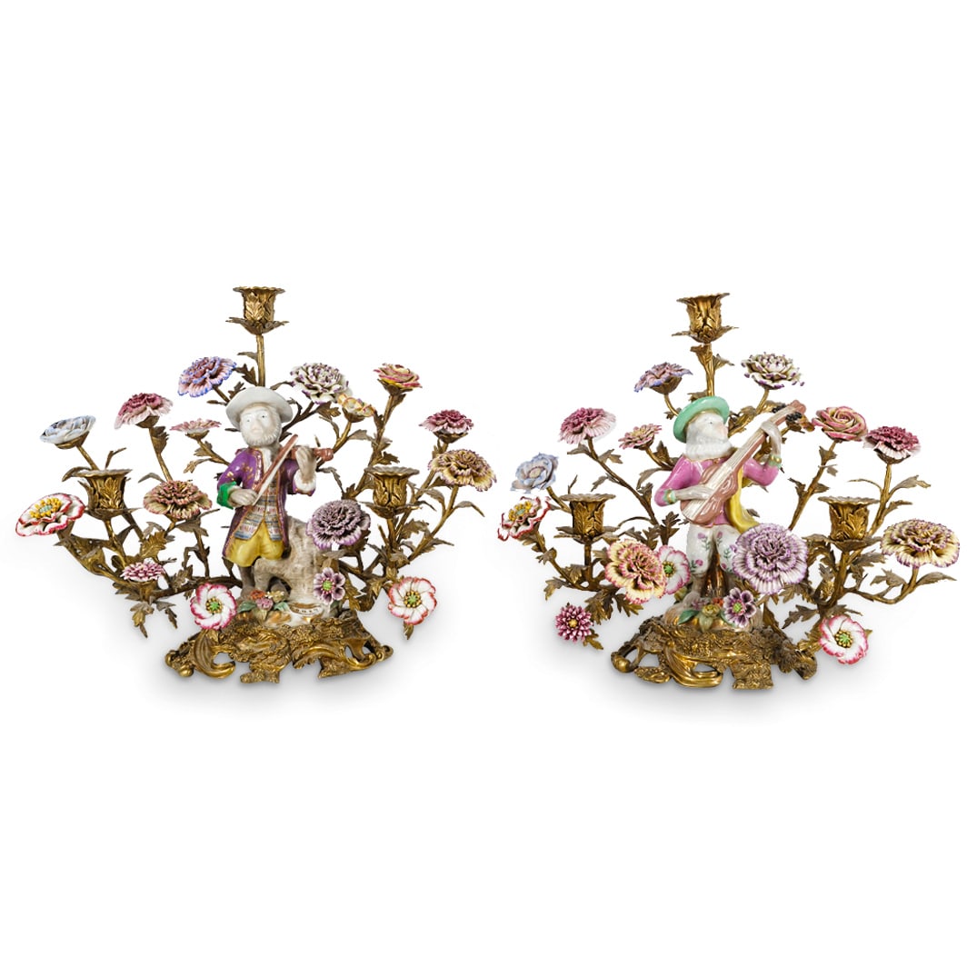 Antique French Bronze And Porcelain Monkey Candelabra (1 of 15)