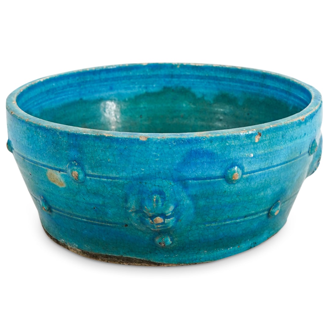 Antique Chinese Turquoise Glazed Ceramic Bowl (1 of 5)