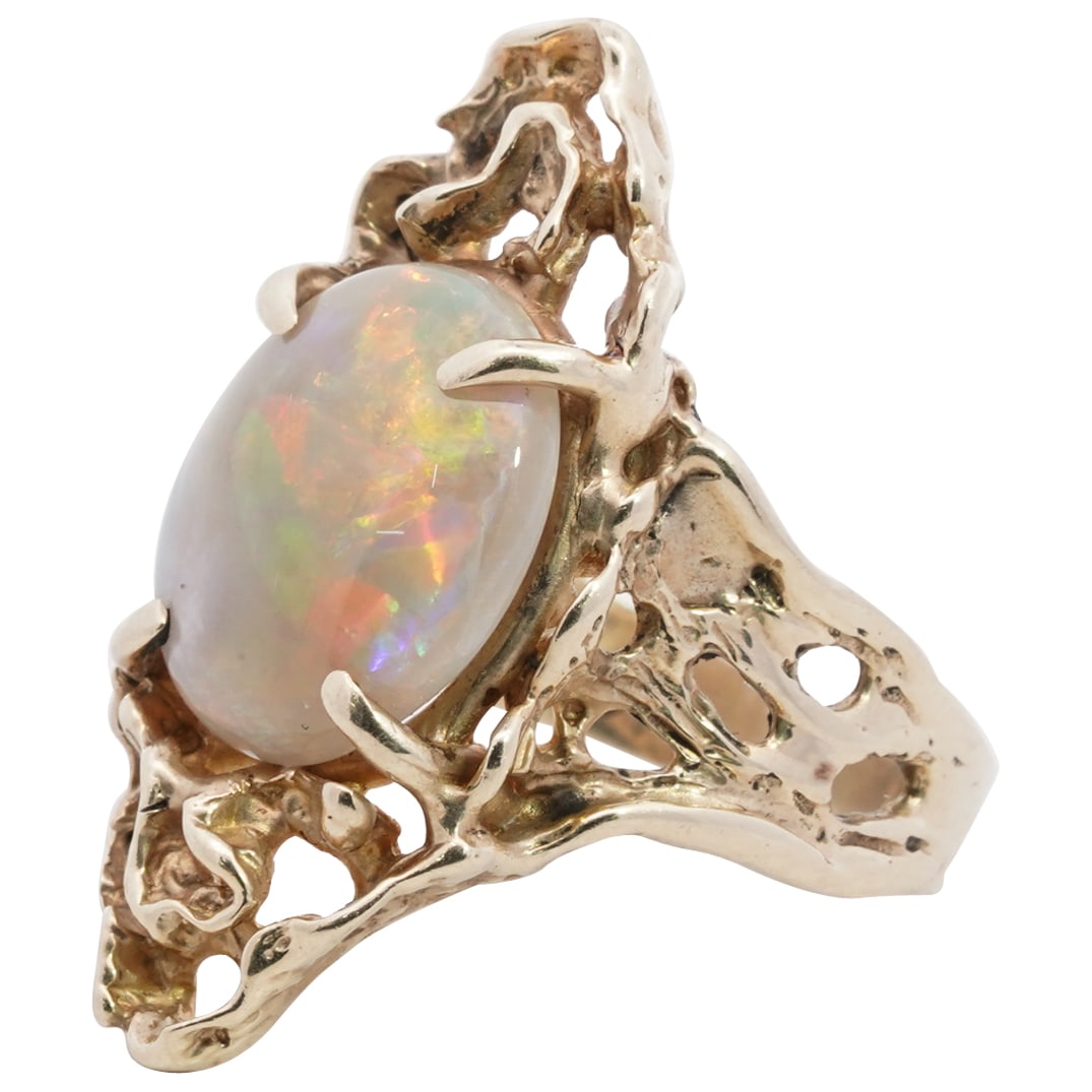 Brutalist 14k Gold and Opal Ring (1 of 5)