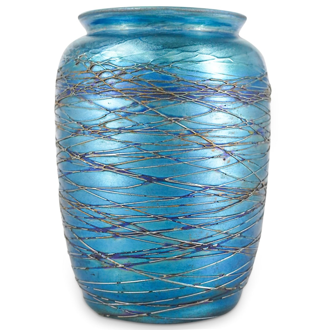 Durand Iridescent Blue Art Glass Vase (1 of 4)
