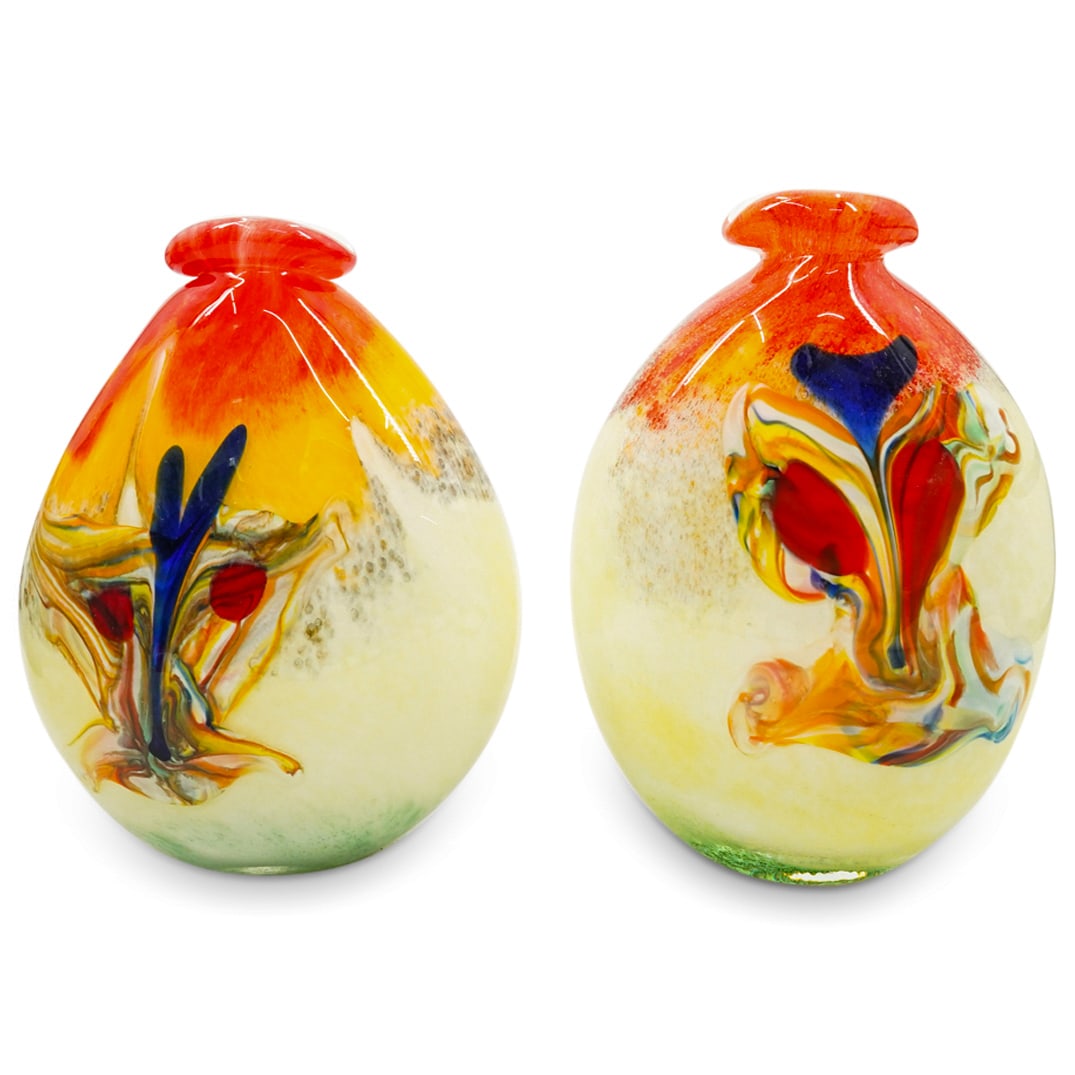 Pair Of Murano Glass Pinched Lip Vases (1 of 6)