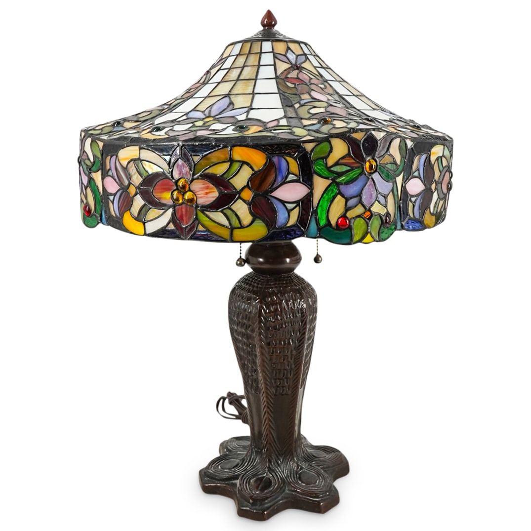 Tiffany Style Stained Glass Shade Table Lamp (1 of 6)