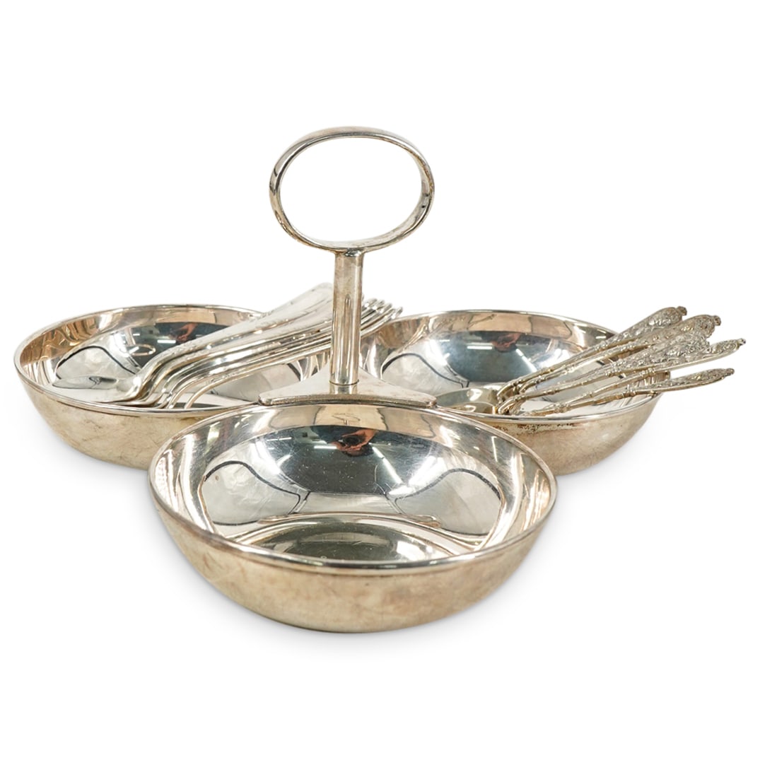 (13 Pc) Sterling & 900 Silver Demitasse Spoons & Server (1 of 10)