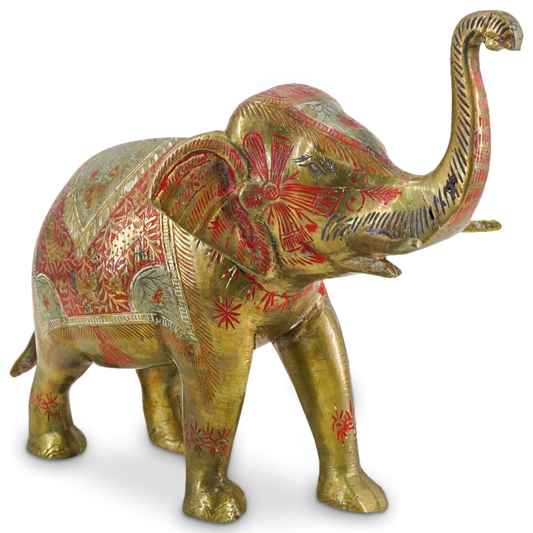 Antique Indian Enameled Bronze Elephant (1 of 5)